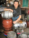 Alex with casks in Brazen head 150508